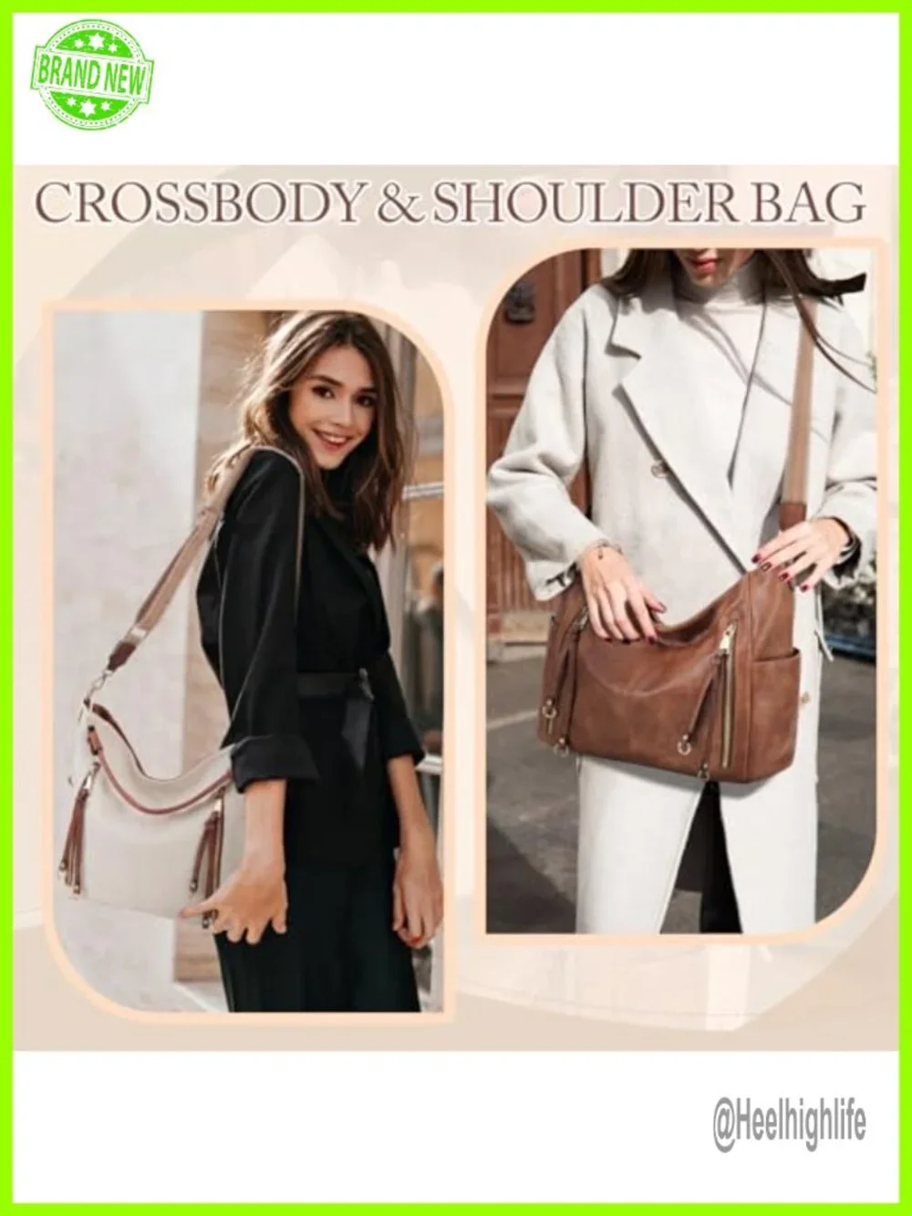 PU Leather Hobo Bag Crossbody Shoulder Tote Work Travel Purse